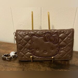 A Rare Vintage Dark Brown Sanrio 2013 Hello Kitty Quilted Faux Leather Wallet
